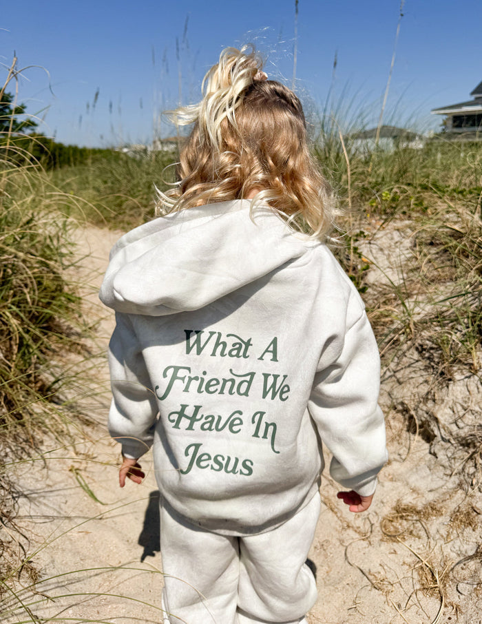 What a Friend in Jesus Camo Kids Hoodie Elevated Faith