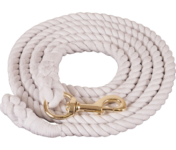 White Cotton Lead Rope with Brass - Plated Bolt Snap - 121Q9 - 1