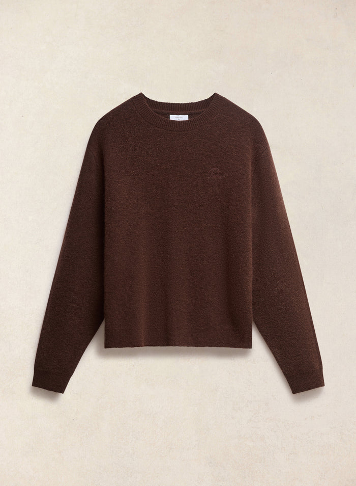White Glove Boxy Crew Neck Jumper | Mohair | Espresso