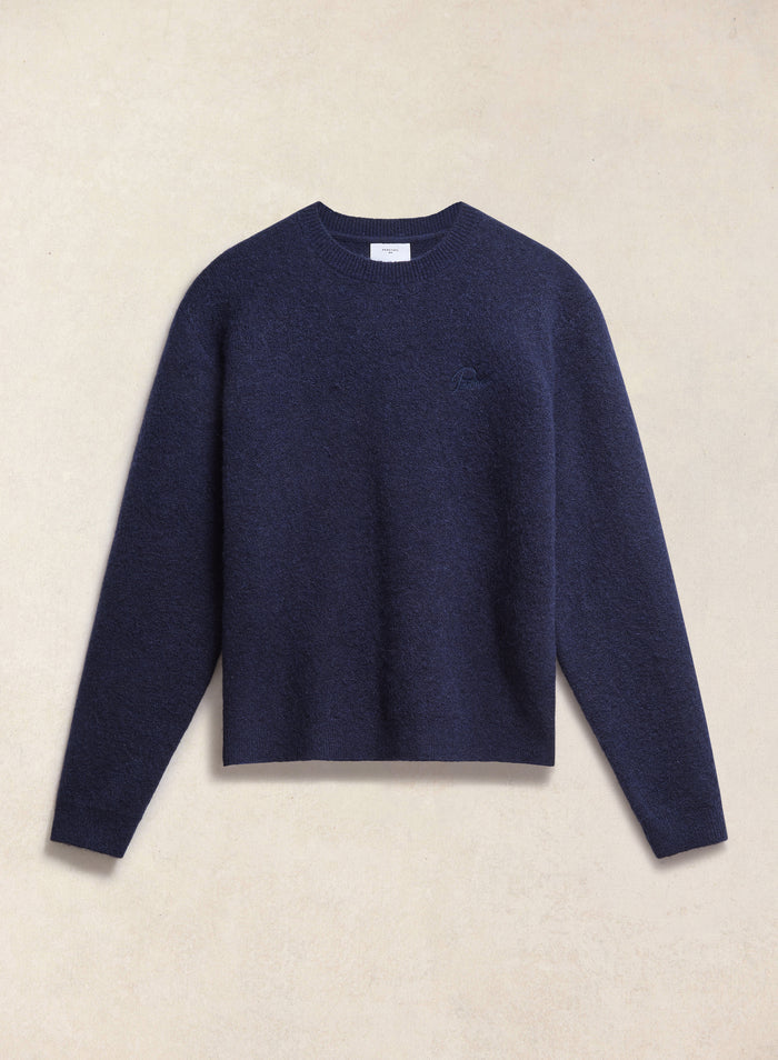 White Glove Boxy Crew Neck Jumper | Mohair | Navy
