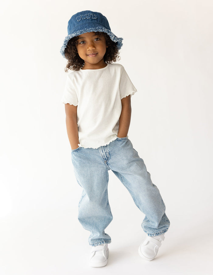 WWJD Denim Kids Bucket Hat Elevated Faith