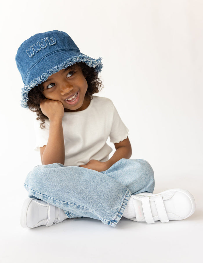 WWJD Denim Kids Bucket Hat Elevated Faith