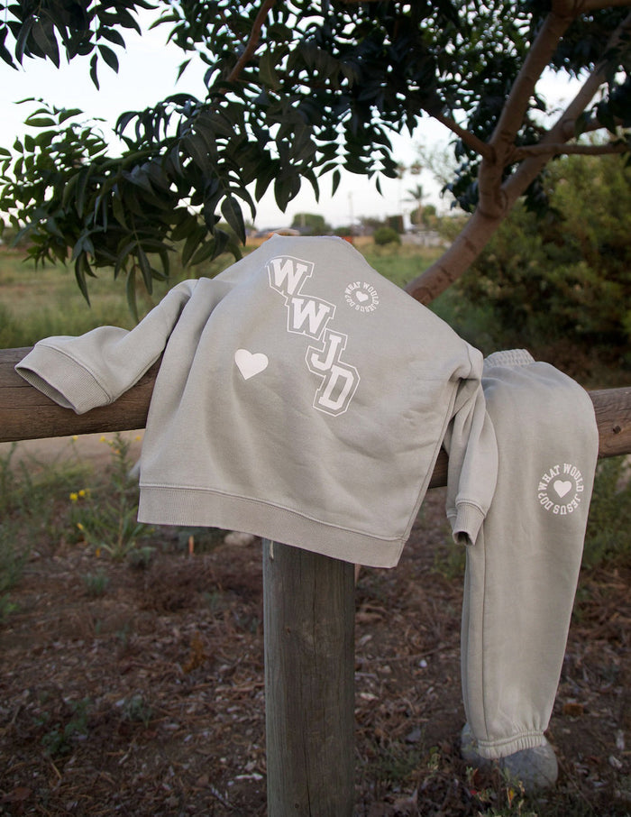 WWJD Varsity Kids Crewneck Elevated Faith