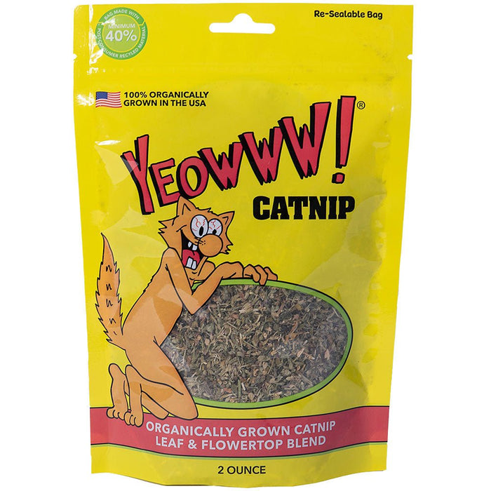 Yeowww! Organic Catnip Leaf & Flowertop Catnip Blend - DWPZM - Reusable Bag - 2 oz - 3