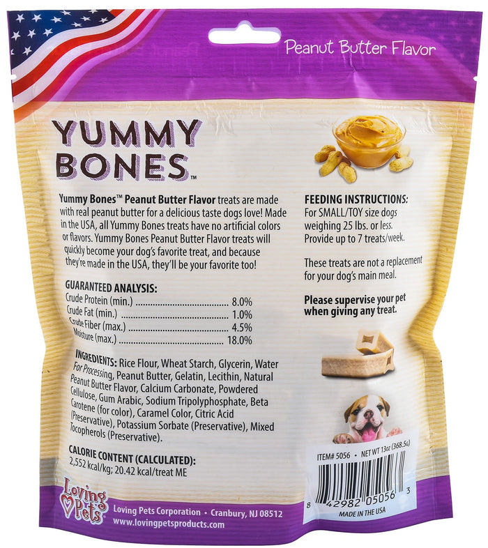 Yummy Bones Dog Treats, 13 oz - ZOSA - Toy/Small - Peanut Butter - 6