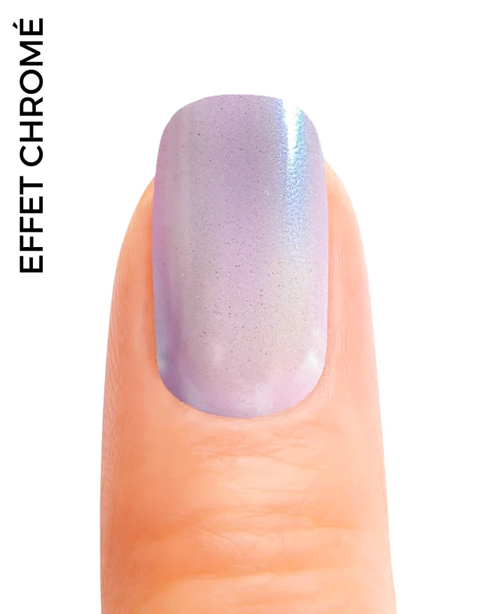 Stickers ongles en gel Ziraya effet chromé mauve nacré, finition brillante irisée