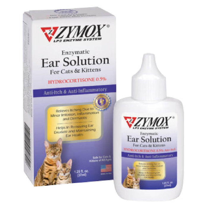 Zymox Cat/Kitten Ear Solution with .5% Hydrocortisone, 1.25 oz - 006PKB-01655 - 2